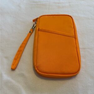 Bright Orange Electronics Organizer Travel Tech Pouch Cord Charger Case Wristlet